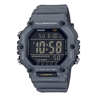 Reloj Casio Illuminator Digital Ae-1600h-8bv Caballero Correa Gris Oscuro Bisel Gris Oscuro Fondo Azul Acero