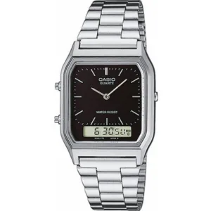 Reloj Casio Hombre Aq-230a-1d Wr Agente Oficial Caba Plateado Negro