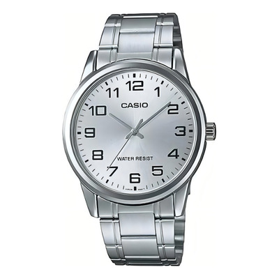 Reloj Pulsera Casio Enticer Mtp-v001 Analógico Para Hombre Color Plateado Con Correa De Acero Inoxidable Desplegable