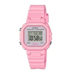 Reloj Casio Retro Vintage La-20wh-4a1 Agente Oficial Caba Color De La Malla Rosa Color Del Bisel Rosa Color Del Fondo Gris