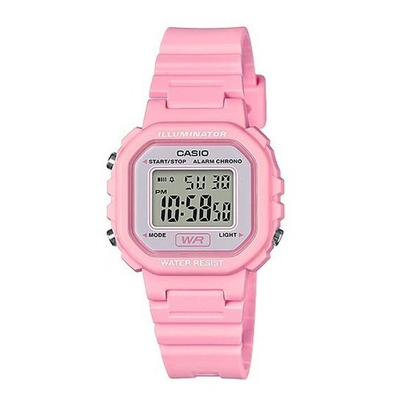 Reloj Casio Retro Vintage La-20wh-4a1 Agente Oficial Caba Color De La Malla Rosa Color Del Bisel Rosa Color Del Fondo Gris